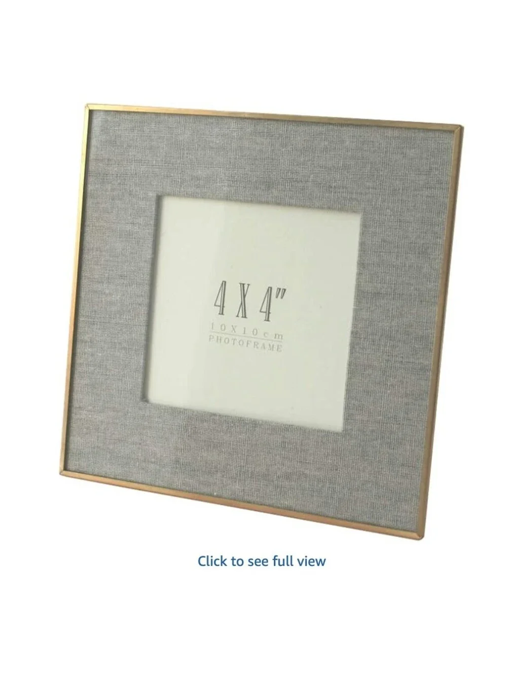 2 Photo Frames with Grey Linen Outside Mat and Gold Edging